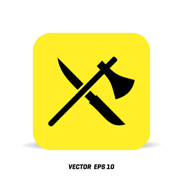 Crossed knife and axe icon - Vector, Imagen
