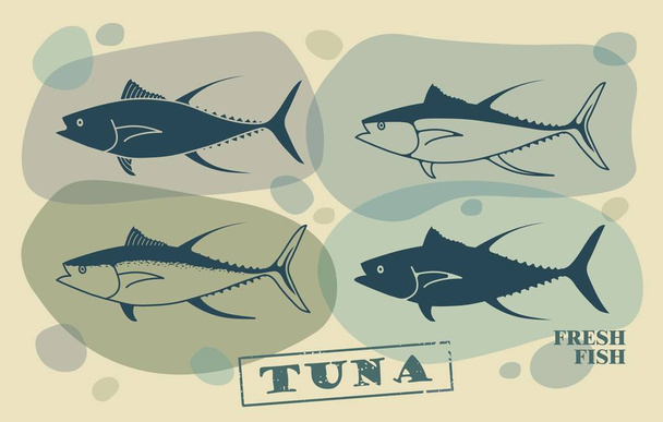 Thunfisch. Vektor stilisierte Symbole - Vektor, Bild