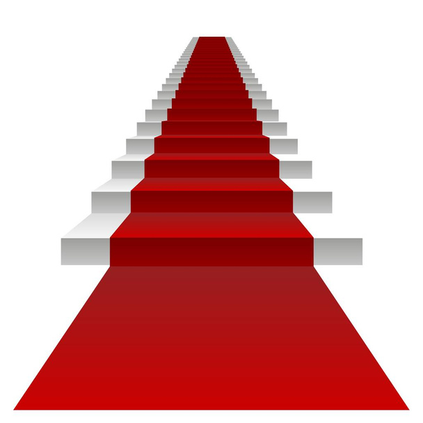 white concrete stair with red carpet - Foto, Imagen