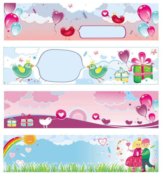 Set de banners de San Valentín 3
 - Vector, imagen