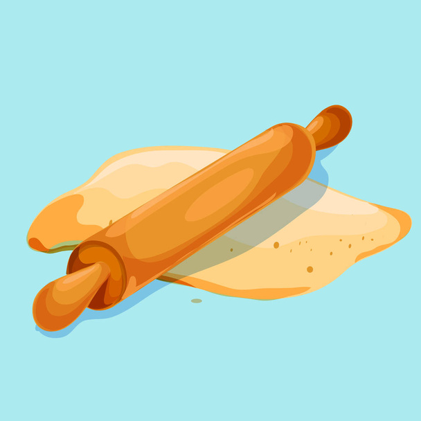 Rolling pin rolling out dough vector icon. Icon is ready for print in any size. - Vector, Imagen