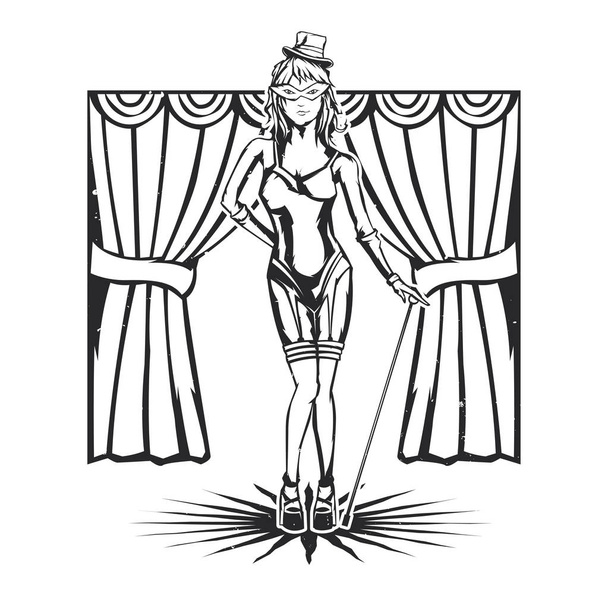 Ізольована ілюстрація дівчини-танцюриста кабаре
 - Вектор, зображення
