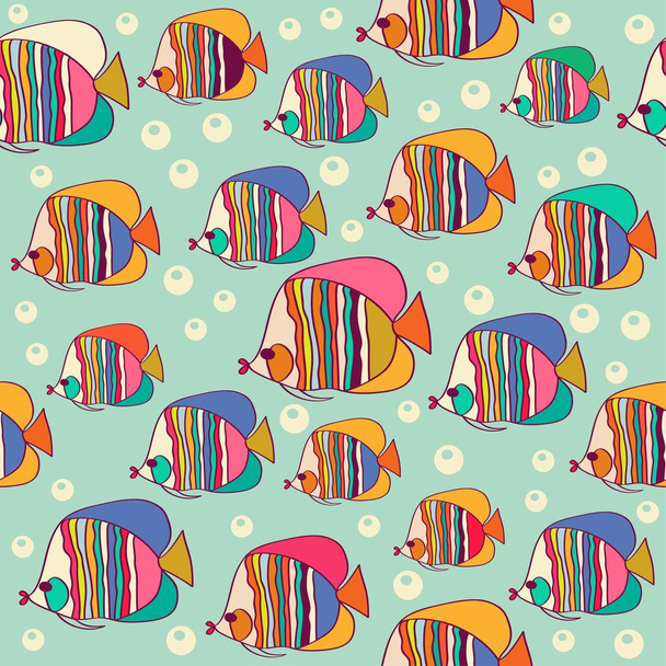 魚とのシームレスなパターン - ベクター画像