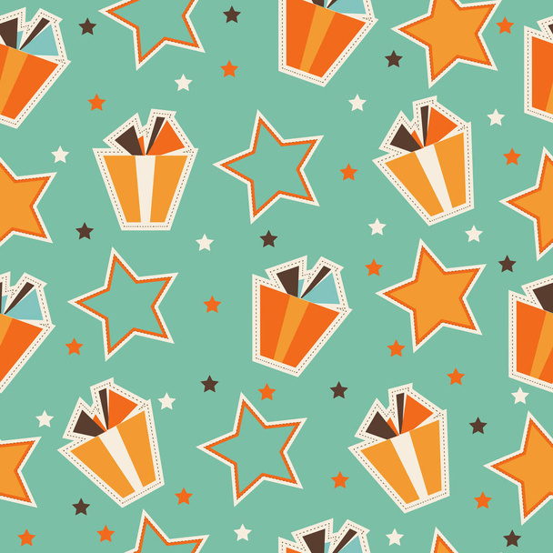retro seamless pattern with gift boxes - Vector, afbeelding