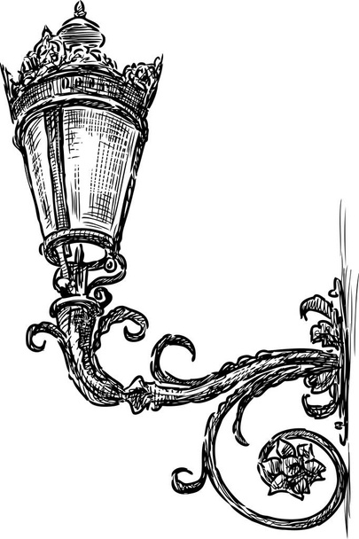 Ancient lantern in a street of european city - Vector, Image