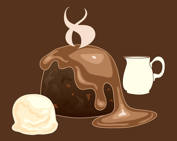 hot pudding on brown - Vector, Image