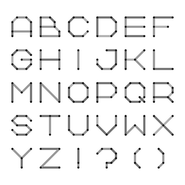 Digital english alphabet. Minimalistic dotted font. - Vektori, kuva