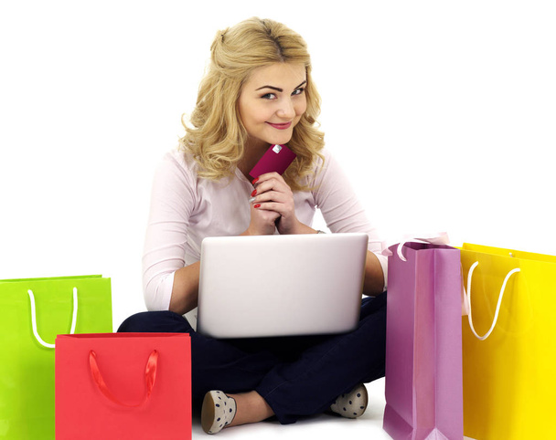 Online-Shopping auf weiß - Foto, Bild