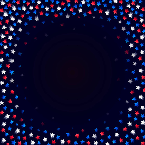 USA juhla konfetti tähteä kansallisia värejä Sininen, punainen ja valkoinen itsenäisyyden päivä eristetty valkoisella pohjalla
. - Vektori, kuva