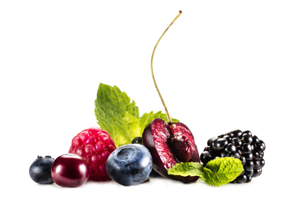 assorted berries and mint leaves - Zdjęcie, obraz