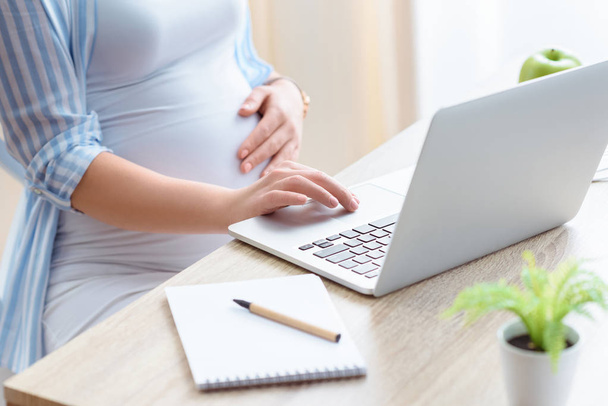 pregnant woman using laptop  - Foto, Bild