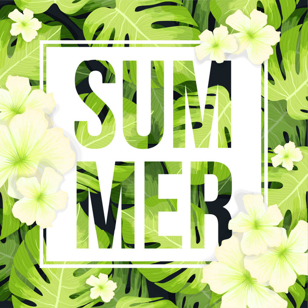 Venta de verano banner y flores de hibisco
 - Foto, imagen