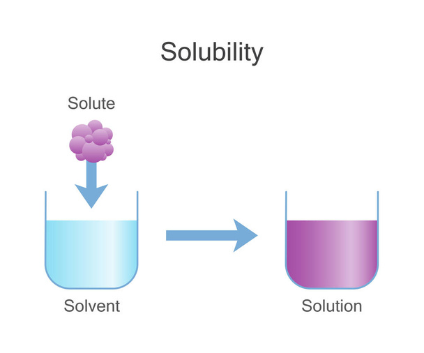Dissolving Solids. Solubility Chemistry. - Vector, Image