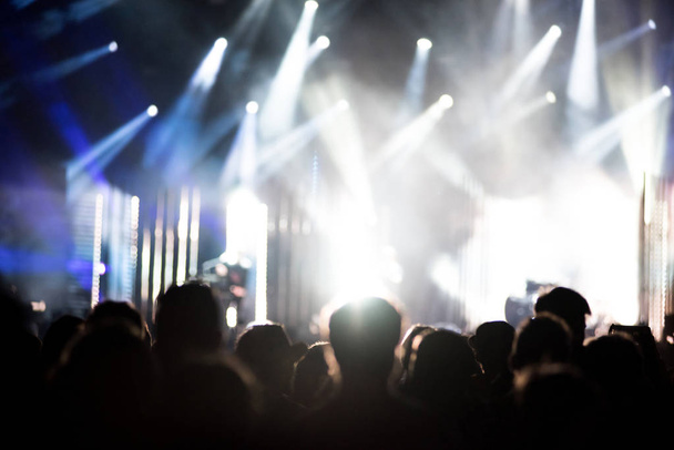 Οπίσθια όψη του πλήθους με υψωμένα χέρια σε μια συναυλία - Φωτογραφία, εικόνα