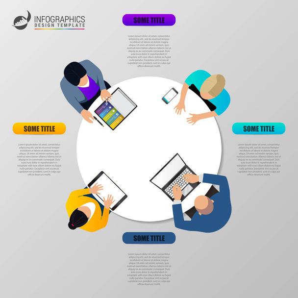 Office table top view business meeting. Infographic concept - Vektori, kuva