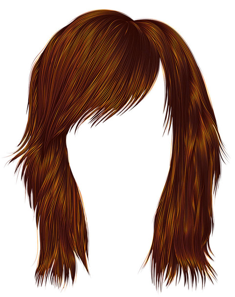 cabelos de mulher na moda Vermelho cor de gengibre. comprimento médio. estilo de moda beleza
 . - Vetor, Imagem