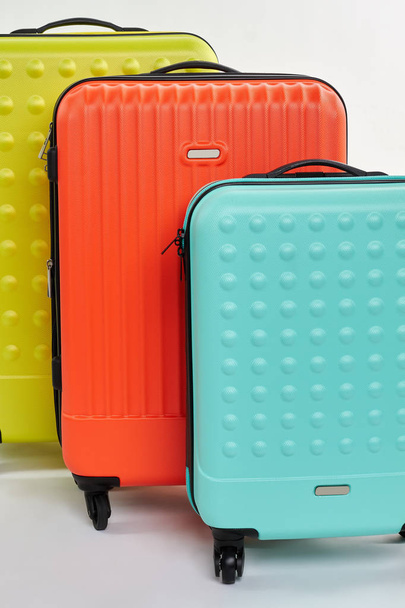 Suitcases on wheels close up. - Photo, Image