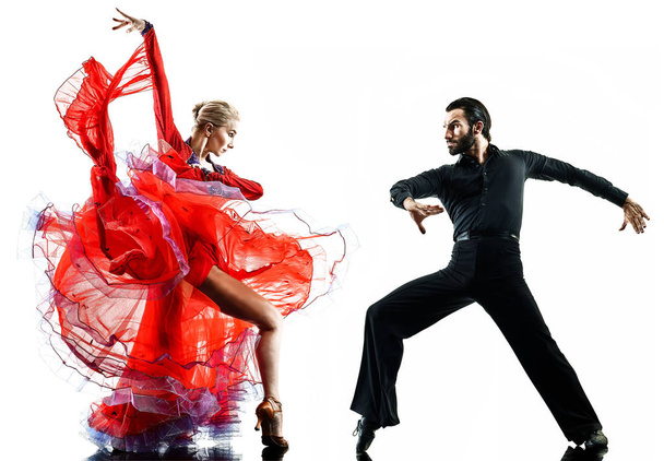 man woman couple ballroom tango salsa dancer dancing silhouette - Fotó, kép