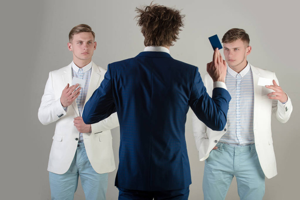 Man wearing blue jacket, back view - Valokuva, kuva