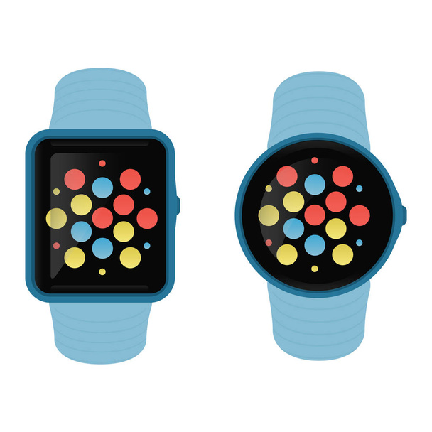 Vierkante en ronde smartwatches - Vector, afbeelding