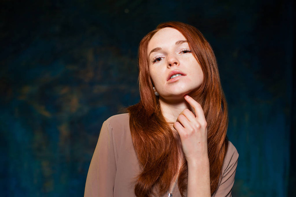 sexual red-haired woman posing - Zdjęcie, obraz