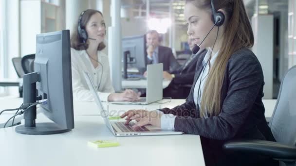 Moving through Crowded Customer Support Call Center. - Video, Çekim