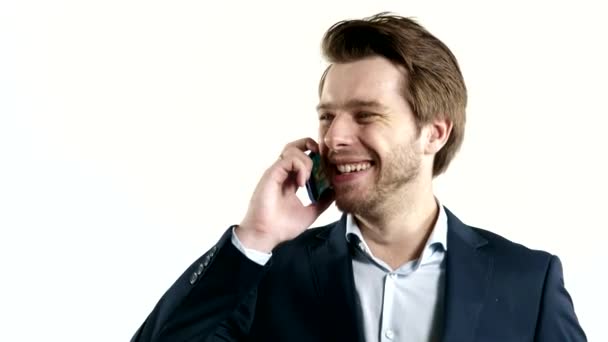 Businessman holding a cell phone - Video