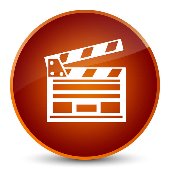 Cinema clip icon elegant brown round button - Photo, Image