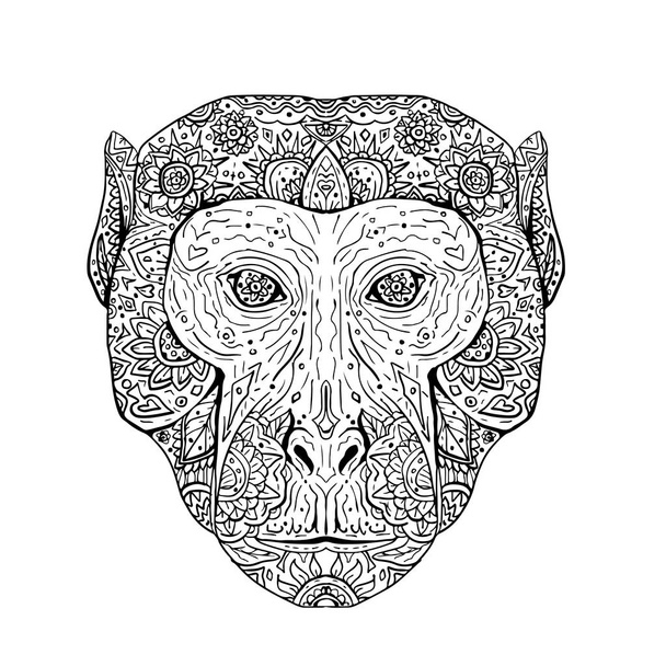 Rhesus Macaque Head Front Mandala - Vetor, Imagem
