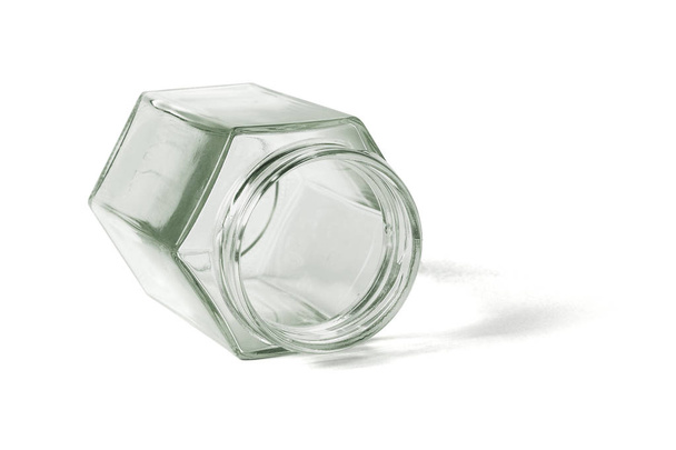 Sześciokątny kształt szklanym pojemniku  - Zdjęcie, obraz