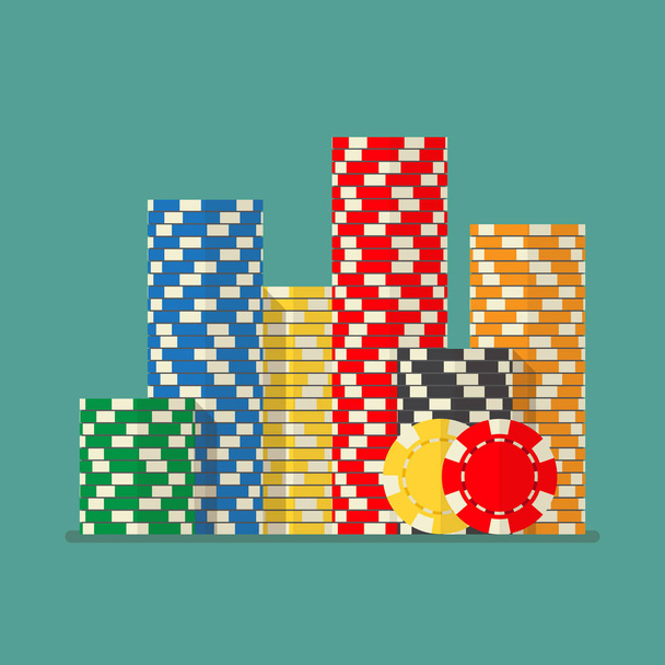 Stacks colorful poker chips - Vector, Image