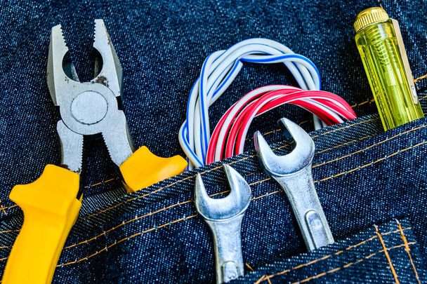 tools in belt bag - Photo, Image