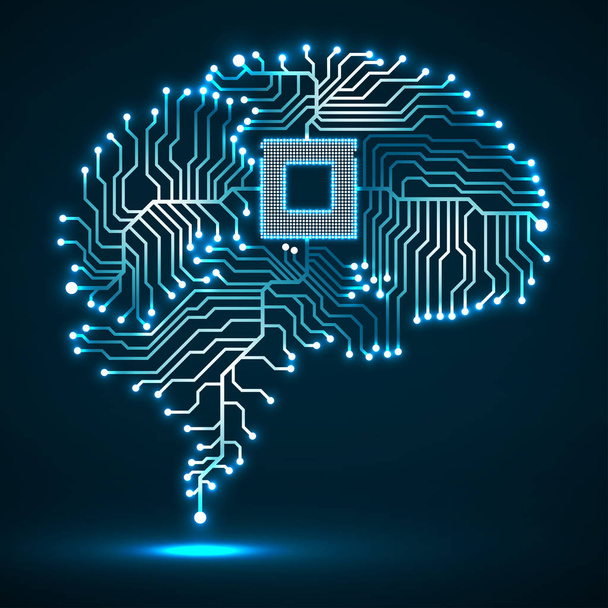 Abstract technological glowing brain. Cpu. Circuit board. Vector - Vektor, obrázek