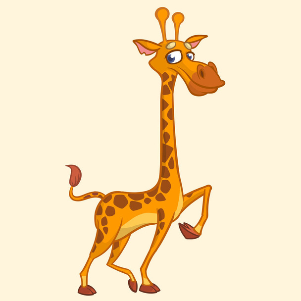 Cartoon giraffe. Vector illustration of funny cute giraffe. T-shirt mock up - Wektor, obraz