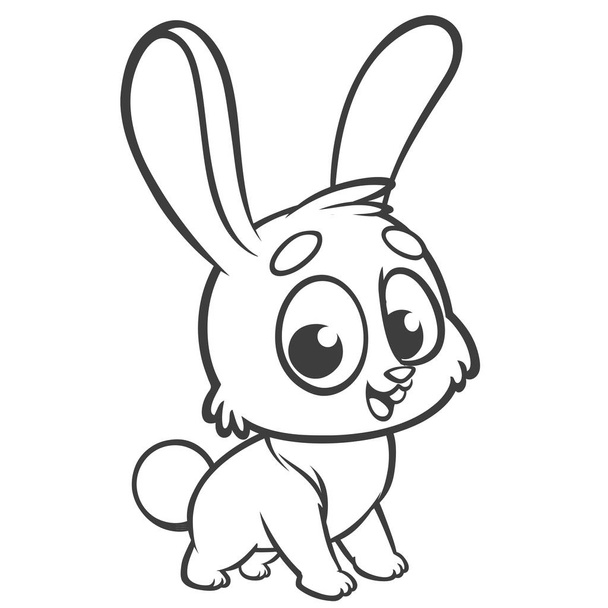 Coloring pages. Animals. Cartoon of a little cute bunny stands and smiles. Outlined line art. Vector illustration of a rabbit - Vektori, kuva