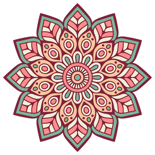Flower Mandala. Vintage decorative elements. Oriental pattern, vector illustration. Islam, Arabic, Indian, moroccan,spain, turkish, pakistan, chinese, mystic, ottoman motifs. Coloring book page - Vettoriali, immagini