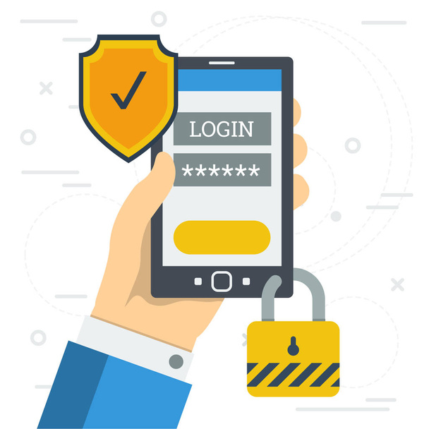 Login and password when you log in to smartphone - Vector, Image