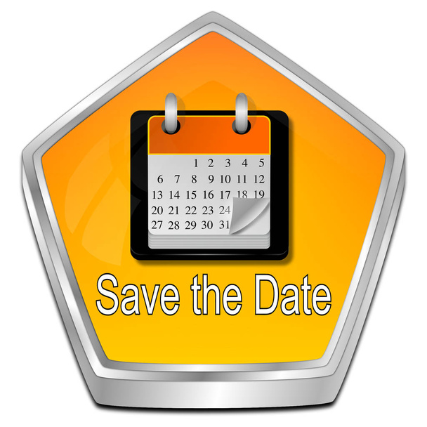 Save the Date Button - 3D illustration - Photo, Image
