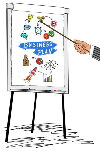 Концепція бізнес-плану, намальована на фліпчарті
 - Фото, зображення