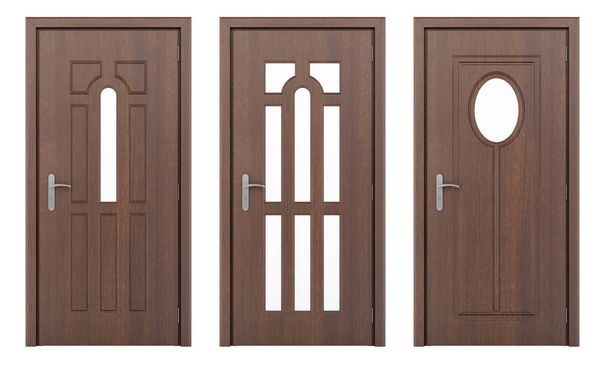 ξύλινη πόρτα που απομονώνονται σε λευκό φόντο. 3D απεικόνιση - Φωτογραφία, εικόνα