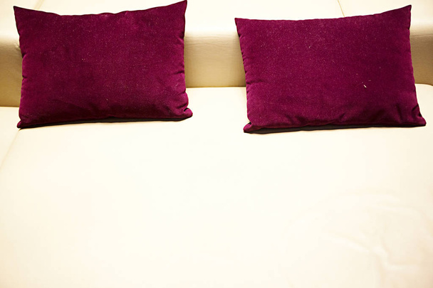 Подушки з кларнетом на білому шкіряному дивані
 - Фото, зображення