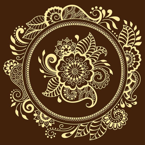 Circular pattern in the form of a mandala. Henna tatoo mandala. Mehndi style. Decorative pattern in oriental style. Coloring book page. - Διάνυσμα, εικόνα