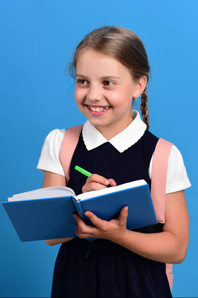 Back to school and education concept. School girl with smile - Φωτογραφία, εικόνα