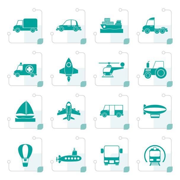 Stylisé Différents types d'icônes de transport
 - Vecteur, image
