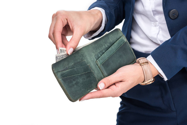 businesswoman holding wallet - Photo, Image