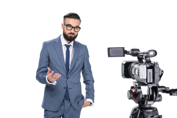 television reporter in front of camera - Photo, Image
