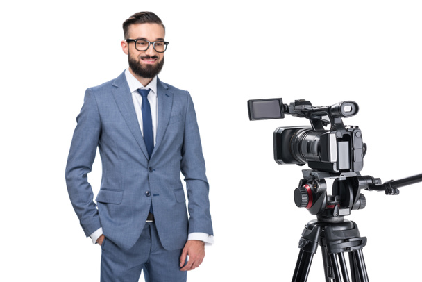 television reporter in front of camera - Photo, Image