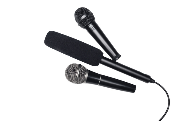 Diferentes microfones negros
 - Foto, Imagem