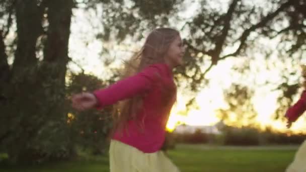 Two Sisters are Hugging Each Other Outdoors - Imágenes, Vídeo