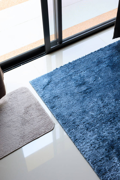 modrý koberec měkkost textury dekorace podlahy interiér - Fotografie, Obrázek